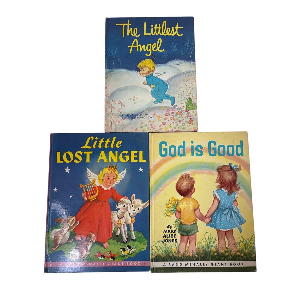 Vintage Children's Books Set 3 Littlest Angel Rand McNally Elf Giant Books 1950s